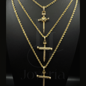 Set de Cadenas Cordón de San Francisco con dijes de Cruz de Tres Clavos